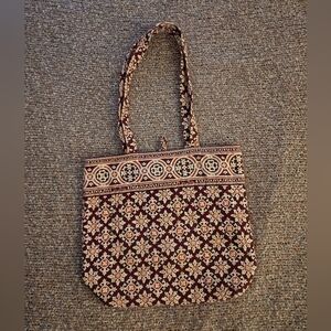 Vintage Vera Bradley Quilted Maroon Medallion Tote Bag Retired Print EUC